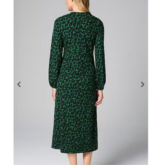 J. Jill Lightweight Ponte Knit Midi Dress NEW Size LP Green Leopard Animal Print - Picture 3 of 11